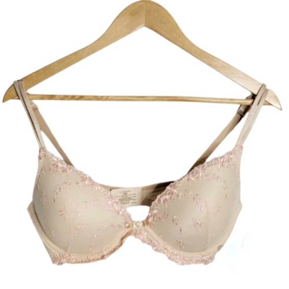 Ambrielle Bra Nude Beige Lace/Mesh Overlay Size 36D